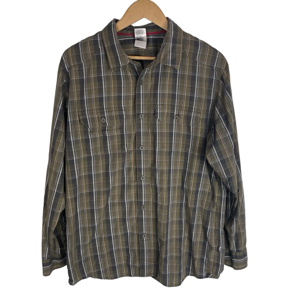 The‎ North Face Men’s Plaid Brown Green Long Sleeved Button Down Shirt Size L